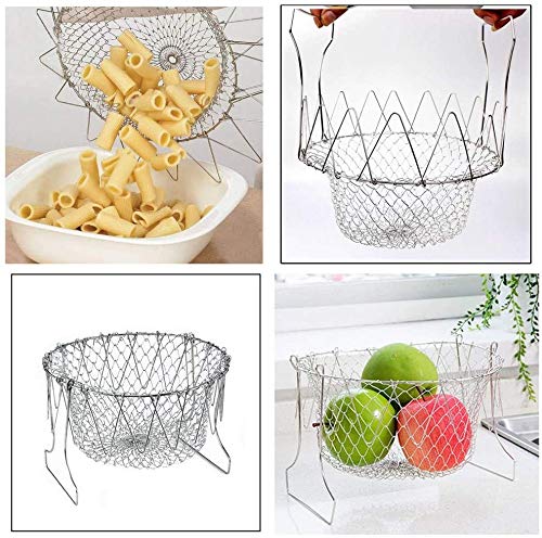 YJSD Canasta de freír Plegable, escalfar la Canasta de freír hirviendo, Colar la Cesta de Fugas de Aceite de Cocina casera portátil para Alimentos fritos o Frutas