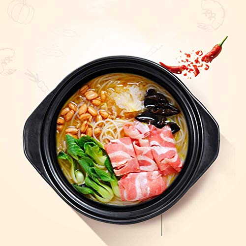 YLCJ Cuenco de Piedra Coreano Dolsot con Tapa, cazuela de cerámica, Olla Caliente para bibimbap y Sopa Jjiage, Comida Coreana, Negro, 1.05 Cuartos