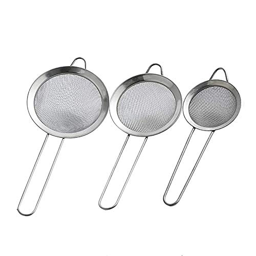 Ylinwtech Espumadera con Malla,3 Piezas Acero Inoxidable Espumaderas de Cocina Espumadera Calada Fina Espumadera con Colador para Cocina, Freír Alimentos,Espaguetis y Fideos(Plateado)