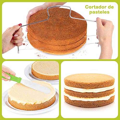 Yodeace Torta Giratoria, 50 Piezas Decoración de Pasteles Kit con 24 Boquillas para Manga Pastelera Profesional, Herramienta de pastelería, Espátula de Silicona para Tartas y Pasteles