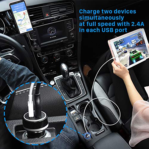 YOSH Cargador de Coche con Doble USB Puerto, 24W 4.8A Cargador Coche con Carga Rápida indicador LED, Cargador Móvil para iPhone 11 Xiaomi RedMi Note 8 Samsung S10 Huawei P30 BQ Aquaris X HTC Switch