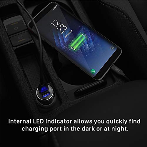 YOSH Cargador de Coche con Doble USB Puerto, 24W 4.8A Cargador Coche con Carga Rápida indicador LED, Cargador Móvil para iPhone 11 Xiaomi RedMi Note 8 Samsung S10 Huawei P30 BQ Aquaris X HTC Switch