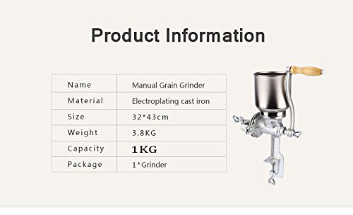 Yosoo Molinillo de Café Manual Molinillo de Granos de Maíz Cereales Molino de Hierro Fundido Herramienta de Molienda de Mano