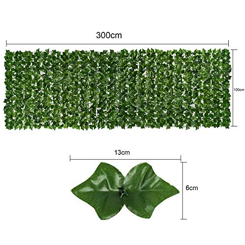 YQing Pantalla de Cerca de privacidad de Hiedra Artificial, Cerca de setos Artificiales y decoración de Hojas de Vid de Hiedra Falsa para decoración al Aire Libre, jardín (100cm x 300cm)