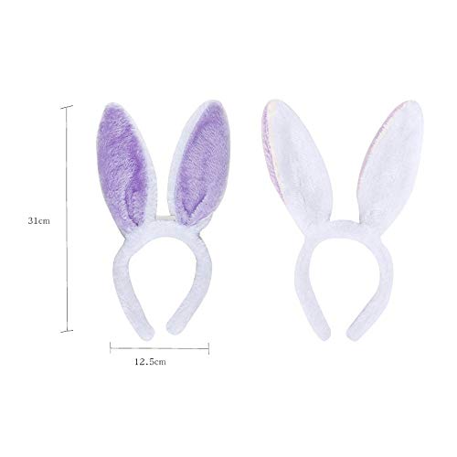 ysister 6pcs Bunny Ears Rabbit Headband Día de los niños Forma de Conejo Tocado Accesorios de Rendimiento Bunny Girl Conejo de Peluche Oreja para la Fiesta de Disfraces de Pascua Dress Up