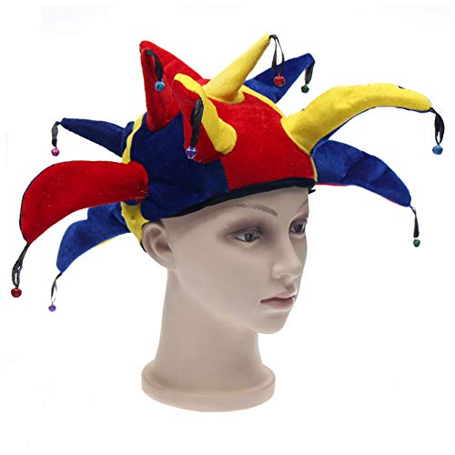 ysister Sombrero de Payaso con Nariz de Payaso Divertido Jester Multicolor Gorra Carnival Holloween Party Accesorios de Cosplay para Mardi Gras, Halloween o Fiestas temáticas