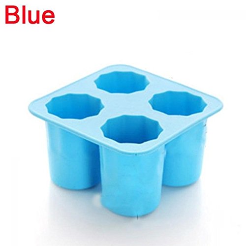 YuamMei - Molde de cristal para cubitos de hielo, 4 tazas, bandeja de silicona para gelatina, herramienta de chocolate para verano, fiesta, hogar, eventos de cocina (azul)