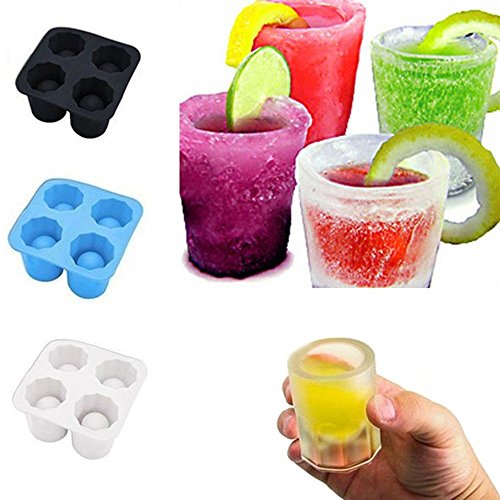 YuamMei - Molde de cristal para cubitos de hielo, 4 tazas, bandeja de silicona para gelatina, herramienta de chocolate para verano, fiesta, hogar, eventos de cocina (azul)