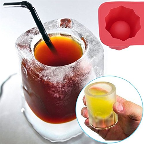 YuamMei - Molde de cristal para cubitos de hielo, 4 tazas, bandeja de silicona para gelatina, herramienta de chocolate para verano, fiesta, hogar, eventos de cocina (azul)