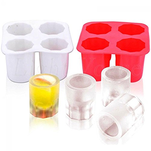 YuamMei - Molde de cristal para cubitos de hielo, 4 tazas, bandeja de silicona para gelatina, herramienta de chocolate para verano, fiesta, hogar, eventos de cocina (azul)