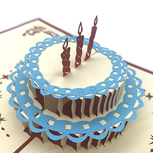 YUE QIN Tarjetas de Cumpleaños de Pastel 3D, Tarjeta Plegable Emergente Hecha a Mano con 2 Capas Tarjetas de Cumpleaños de Pastel 3D, Sobre Incluido