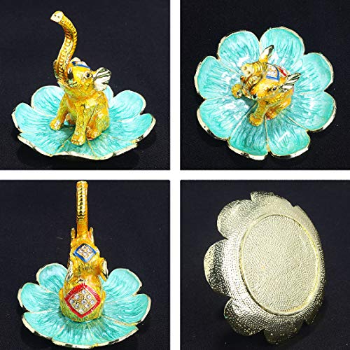 YUFENG - Elegante soporte para anillos con diseño de elefante de la buena suerte, soporte para joyas, soporte para anillos y platos, para compromiso, boda, joyas, bandejas para anillos