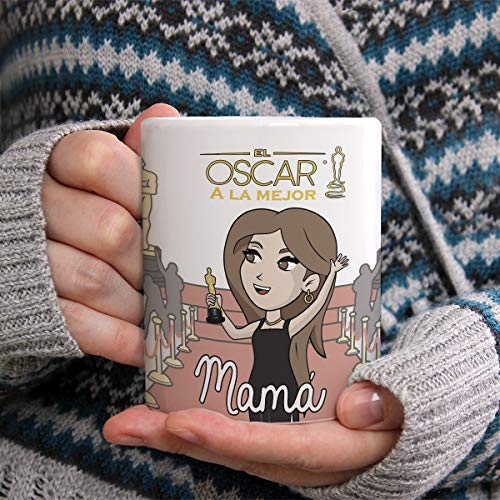 Yujuuu! | Taza cerámica Original Madre. Resistente 100% al microondas y lavavajillas. Taza con Mensaje Oscar a la Mejor Madre.