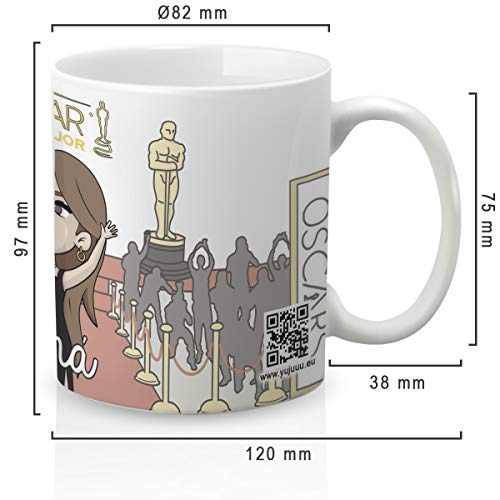 Yujuuu! | Taza cerámica Original Madre. Resistente 100% al microondas y lavavajillas. Taza con Mensaje Oscar a la Mejor Madre.