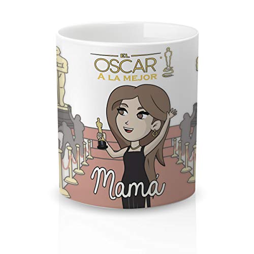 Yujuuu! | Taza cerámica Original Madre. Resistente 100% al microondas y lavavajillas. Taza con Mensaje Oscar a la Mejor Madre.