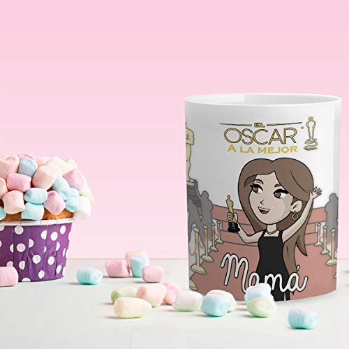 Yujuuu! | Taza cerámica Original Madre. Resistente 100% al microondas y lavavajillas. Taza con Mensaje Oscar a la Mejor Madre.