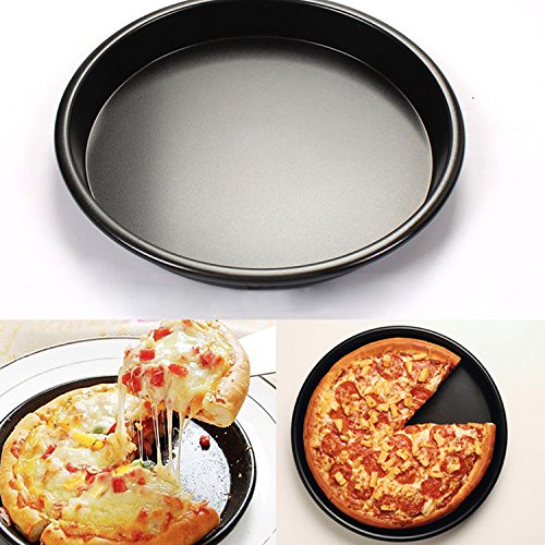 Yunhigh Pizza de Aluminio Bandeja para Hornear Pizza Antiadherente Redonda Que Sirve Bandeja Horno Plato Platos de Pizza BBQ Tostado estaño Cocina Cocina Utensilios de Cocina-Negro