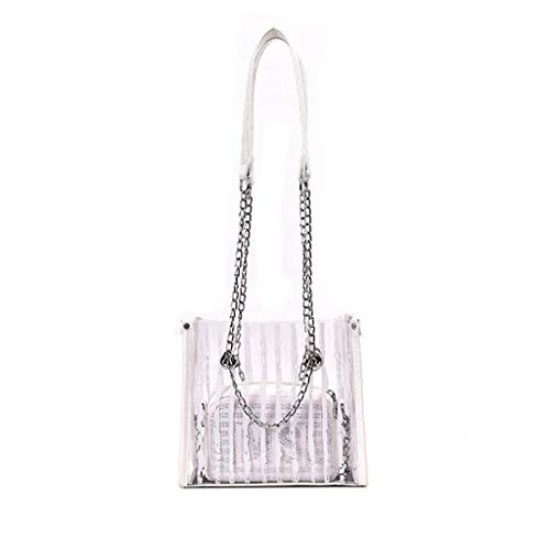 YWLINK 2PC Moda Jalea Transparente Paquete 2019 Verano Nueva Mujer Simple Bolso De Hombro Mensajero Bolso De Mano Viajes Al Aire Libre Regalo Bolsa De Playa Fiesta Banquete Blanco