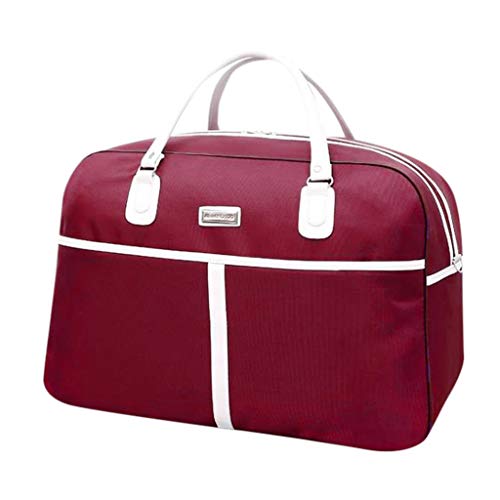 YWLINK Bolso Para Equipaje, Bolso De Viaje De Moda De Gran Capacidad Color SóLido Casual Mochila Bolso De Mano Oxford Para Hombres Y Mujeres Bolsa De Almacenamiento(Vino,43 EU)