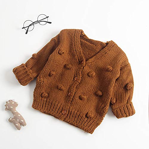 YWLINK Cardigan Bebé NiñA NiñO SuéTer De La Capa Arriba Camiseta Bola De Burbujas Hecha A Mano Ropa De NiñOs Chal De Vestir Lindo Fiesta De CumpleañOs Regalo Jersey Chaqueta(marrón,12-18 meses/90)