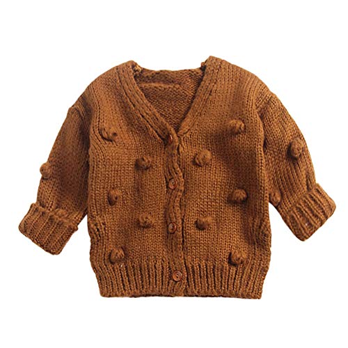 YWLINK Cardigan Bebé NiñA NiñO SuéTer De La Capa Arriba Camiseta Bola De Burbujas Hecha A Mano Ropa De NiñOs Chal De Vestir Lindo Fiesta De CumpleañOs Regalo Jersey Chaqueta(marrón,12-18 meses/90)