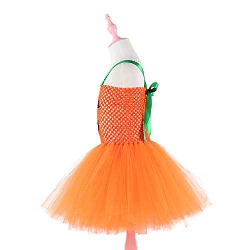 YWLINK Disfraz De Bruja De Calabaza De Halloween Doble Sin Mangas para NiñOs Disfraz De Tutú De Rendimiento Uniforme Falda De Red Vestido De Fiesta Lindo Traje De Juego Regalo(Naranja,7-9 años/XL)