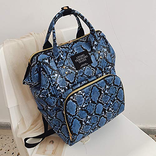 YWLINK Mochilas Mujer Casual Mummy Bag Nappy Bottle Bag Serpentine Bolsa De Viaje Mochila Bolsa De EnfermeríA Bolso De Mano Handbag Moda Casual Gran Capacidad Mochila Escolar(Azul)