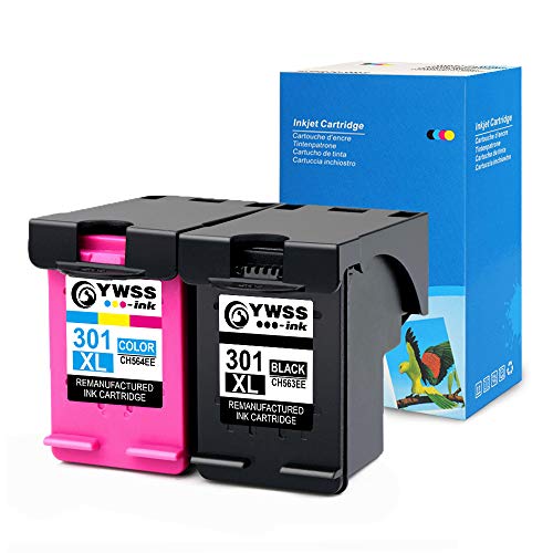 YWSS Remanufacturado Cartucho de Tinta para HP 301 XL HP 301 Alto Rendimiento Cartucho de Tinta (1 Negro +1 Tricolor) CH563EE / CH564EE para HP Deskjet 1000 1010 1050 2000 2050 2540