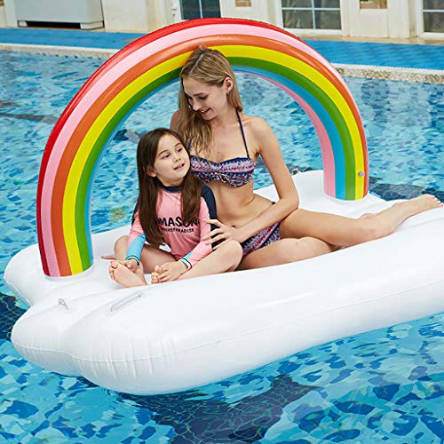 YWYW Anillo De La Natación, Inflable Arco Iris De La Cama Flotante Adultos Playa Sillón Cama De Agua Vida Boya De Vida Montaje, Apto para El Juego De Playa/Vacaciones