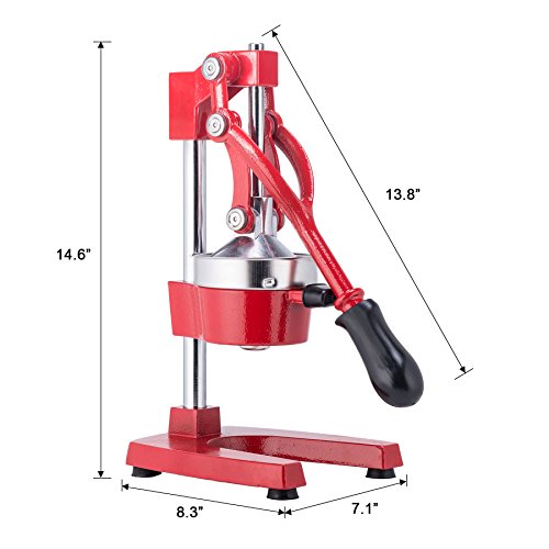 Z ZELUS Exprimidor de Frutas Manual para Naranja Granada Limón Exprimidor Manual de Naranjas Comercial Exprimidor de Grado Comercial para Hogar, Restaurante (Rojo)