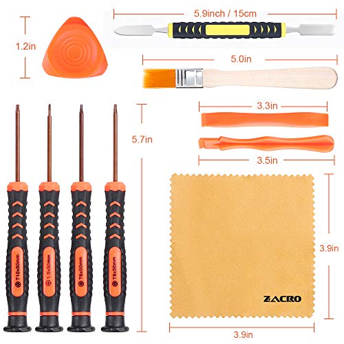 Zacro 12 Pcs Kit de Destornilladores T6/T8/T10,Destornilladores PS4 desmontaje y Herramienta de Palanca Abierta,Cepillos y Caja de Depósito para Xbox one Xbox 360 Xbox One-X PS3/PS4 y piezas de móvil