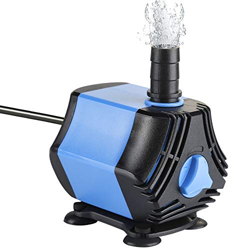 Zacro Bomba Sumergible Bomba de Agua 650L / H, Bomba de Agua Ultra Silencioso de 10W con 4 Ventosas y 2 Boquillas (13/8 mm) para Acuario, Pecera, Jardín, Estanque