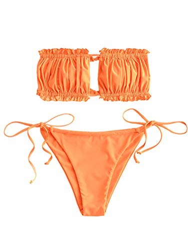 ZAFUL - Bikini para mujer (cintura baja) naranja M