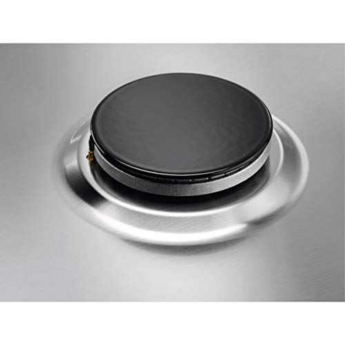 Zanussi ZGH76524XS Placa de gas, 5 fuegos, Mandos frontales, Quemador Wok, Calor Instantaneo, Entendido electrónico, Parrillas hierro fundido, Termopar de Seguridad, Antihuella, Inox, 75 cm