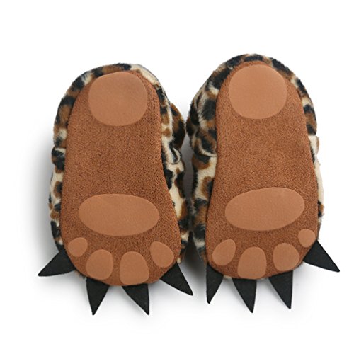 Zapatos de Garra Unisex, Lindo Dibujos Animados Invierno Animal Calentar Casa Antideslizante Suela Zapatillas Regalo para Bebés de 0 a 18 Meses (6-12 Meses, Leopardo)