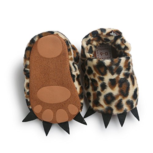 Zapatos de Garra Unisex, Lindo Dibujos Animados Invierno Animal Calentar Casa Antideslizante Suela Zapatillas Regalo para Bebés de 0 a 18 Meses (6-12 Meses, Leopardo)