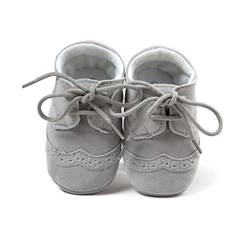 Zapatos de los niños del bebé infantil Zapatillas de deporte de la PU Gris Talla:6-12 meses