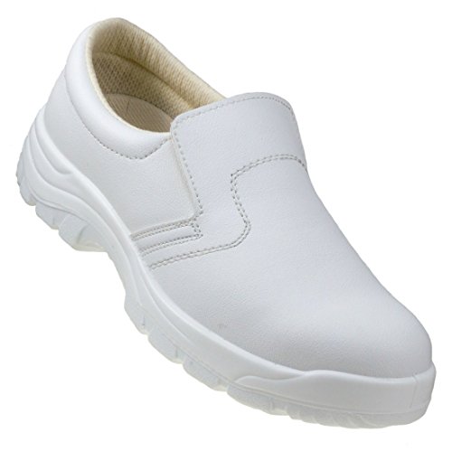 Zapatos de seguridad blancos Metal Toe Cap Microfibra Anty Slip impermeable Zapatos de trabajo Entrenadores Botas 251 S2, color Blanco, talla 47 1/3 EU