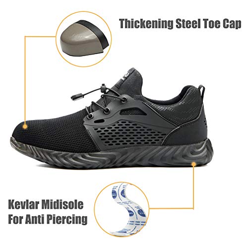 Zapatos de Seguridad para Hombre Transpirable Ligeras con Puntera de Acero Zapatillas de Seguridad Trabajo, Calzado de Industrial y Deportiva 40