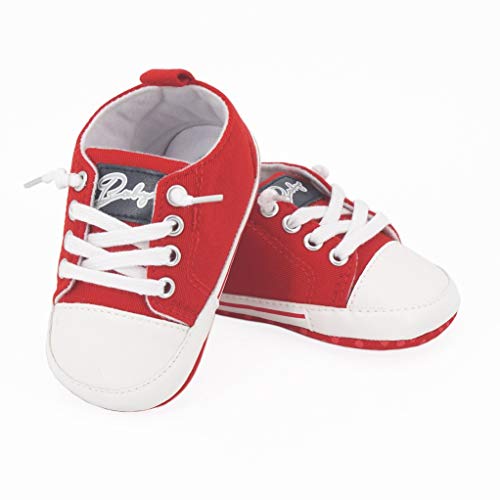 Zapatos para bebé Auxma La Zapatilla de Deporte Antideslizante del Zapato de Lona de la Zapatilla de Deporte para 3-6 6-12 12-18 M (12-18 M, Rojo)