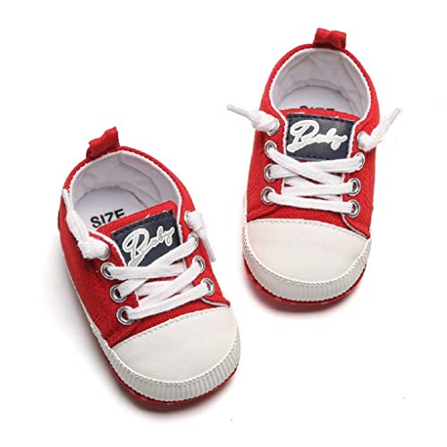 Zapatos para bebé Auxma La Zapatilla de Deporte Antideslizante del Zapato de Lona de la Zapatilla de Deporte para 3-6 6-12 12-18 M (12-18 M, Rojo)