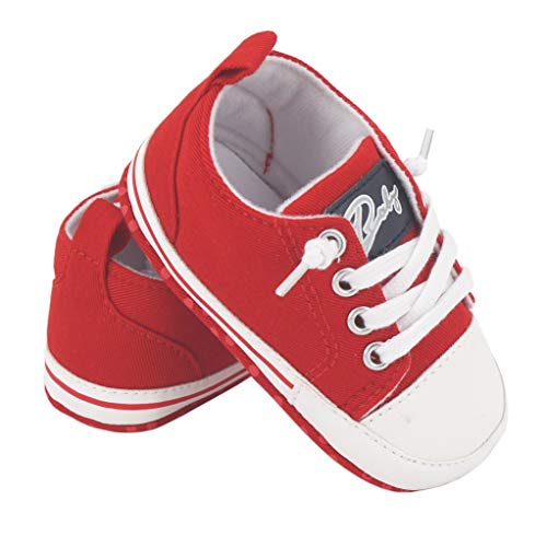 Zapatos para bebé Auxma La Zapatilla de Deporte Antideslizante del Zapato de Lona de la Zapatilla de Deporte para 3-6 6-12 12-18 M (12-18 M, Rojo)