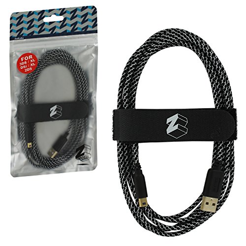 ZedLabz - Cable de carga USB trenzado para Nintendo 3DS, 2DS y DSi (cable de carga y reproducción extra largo), color dorado