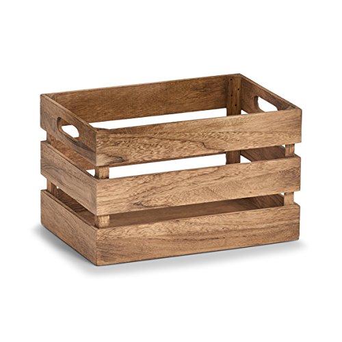 Zeller Caja de Almacenamiento, Madera, Blanco Vintage, Vidrio, Naturaleza, 31 x 21 x 18,7 cm