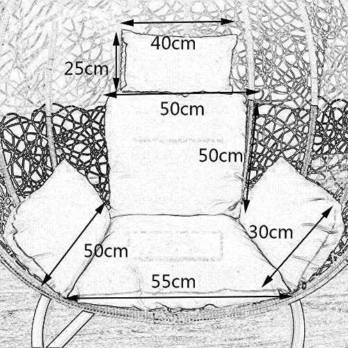 ZHAS Garden Patio - Sillón Giratorio de Mimbre - Silla Colgante de Mimbre - Huevo - Cojín de Hamaca para Interiores o Exteriores (Color: Azul Cielo)（Sin Silla）