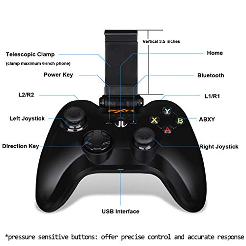 ZIHENGUO MFi Gamepad, Consola de Juegos Portátil Certificada Speedy Wireless Bluetooth Controlador de Juegos Joystick Portátil Vibración Mano para iPhone/iPad/App TV,Black