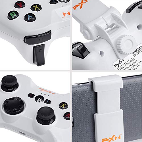 ZIHENGUO MFi Gamepad, Consola de Juegos Portátil Certificada Speedy Wireless Bluetooth Controlador de Juegos Joystick Portátil Vibración Mano para iPhone/iPad/App TV,White