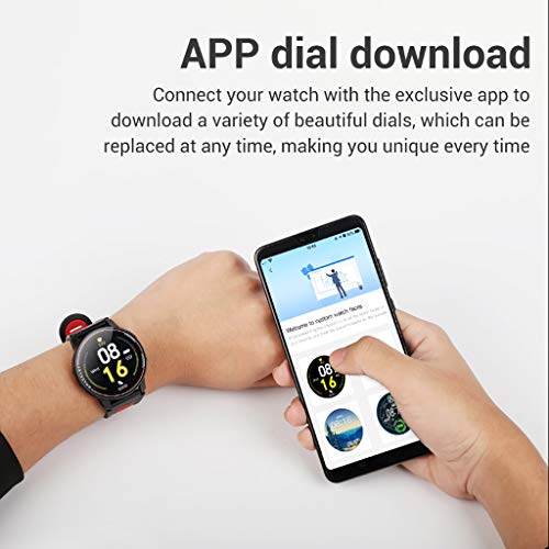 ZNS-B Smartwatch Reloj Elegante, IP68 Impermeable Bluetooth 5.0 Inteligente Reloj, Monitor de Ritmo cardíaco Reloj Inteligente Mujeres de los Hombres, Reloj Deportivo for Android iOS (Color : Gray)