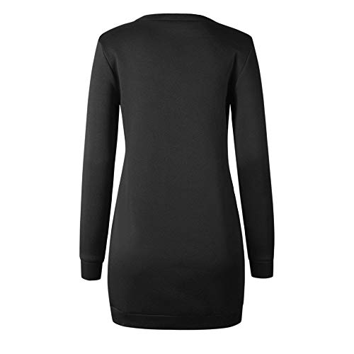 ZODOF Vestido de Otoño Invierno Mujeres Casual Vestido de Sudadera con Cuello Redondo y Manga Larga de Invierno de Manga Corta para Mujer Jersey Chaqueta