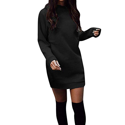 ZODOF Vestido de Otoño Invierno Mujeres Casual Vestido de Sudadera con Cuello Redondo y Manga Larga de Invierno de Manga Corta para Mujer Jersey Chaqueta